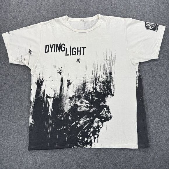 Dying Light Video Game Promo T-Shirt Anvil XL White Black AOP 2015 - Picture 1 of 12